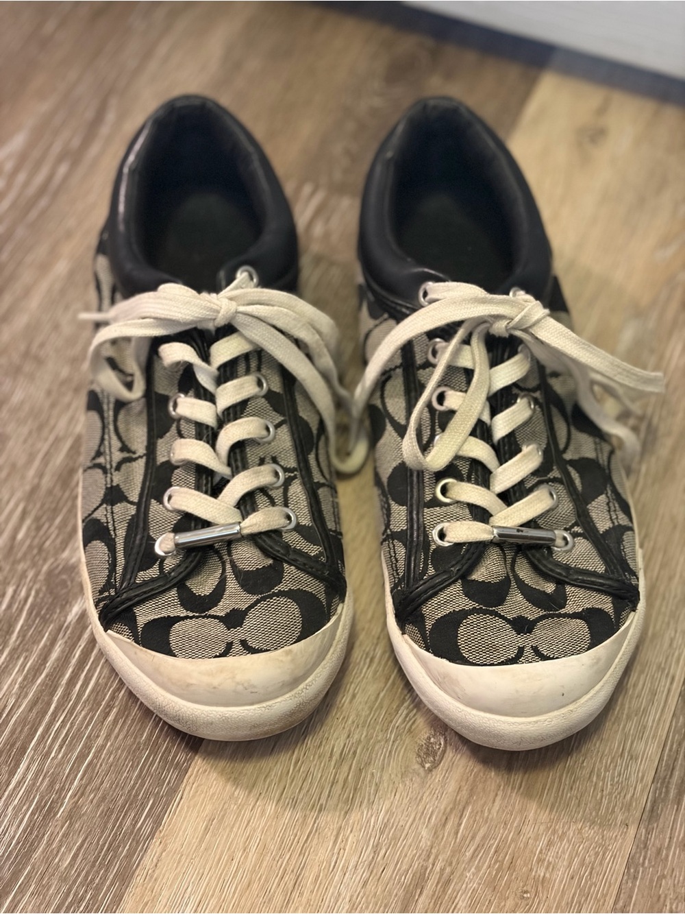 Coach Black & Cream Signature Low-Top Sneakers